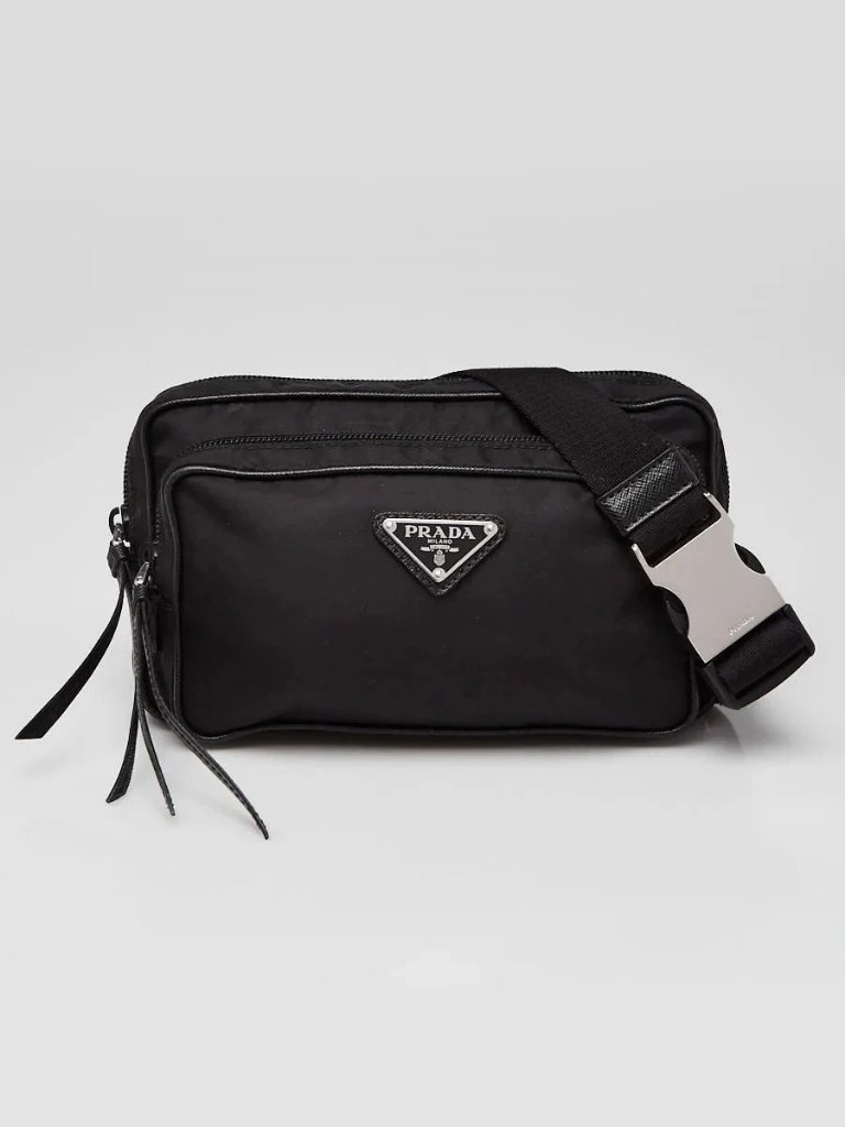 Prada Black Tessuto Nylon Logo Belt Bag 1bl010